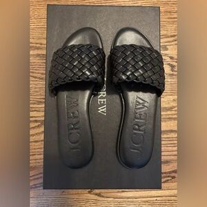 JCrew Womens Georgina Woven Leather Sandals Black Size 9